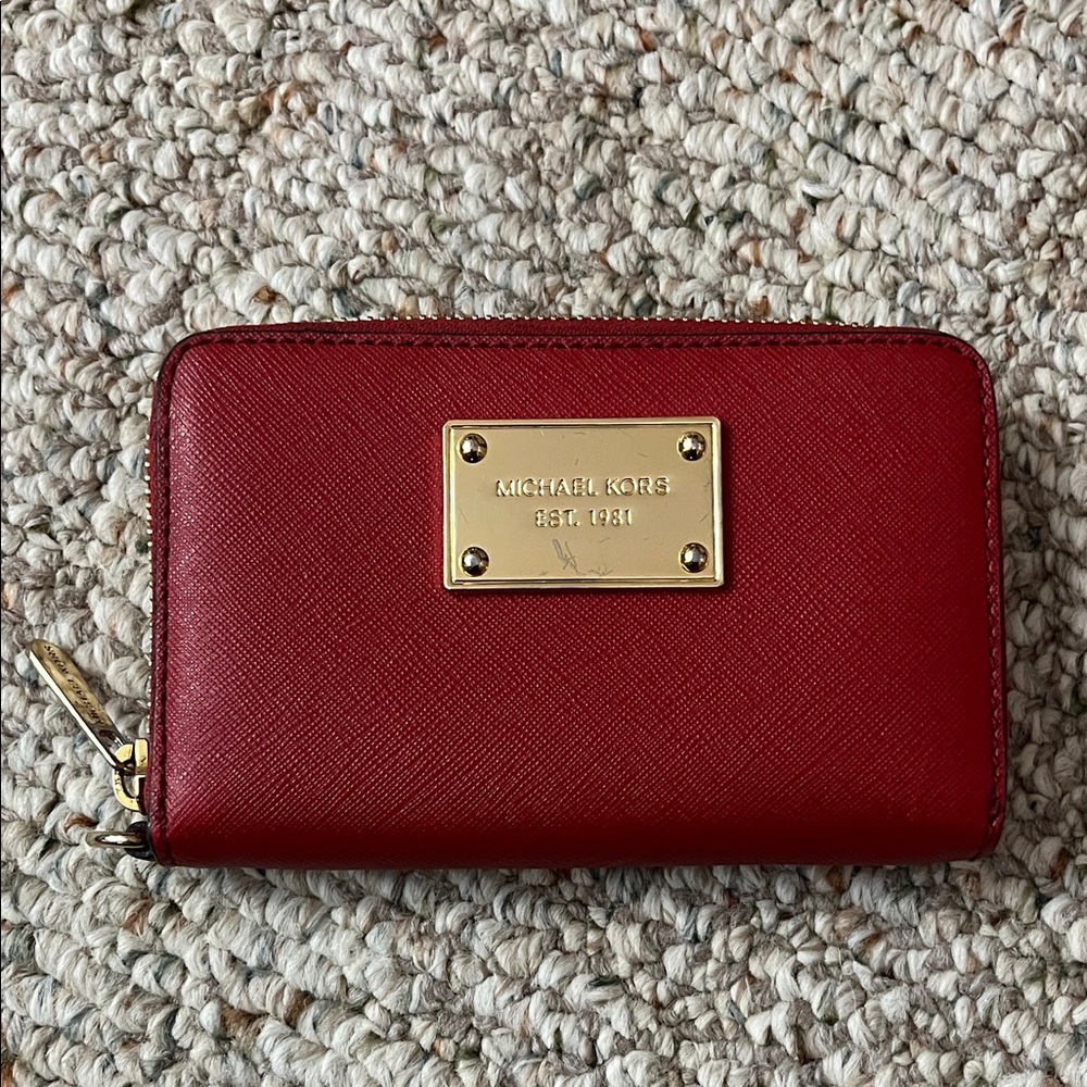 Michael Kors Cherry Red Zip Wallet